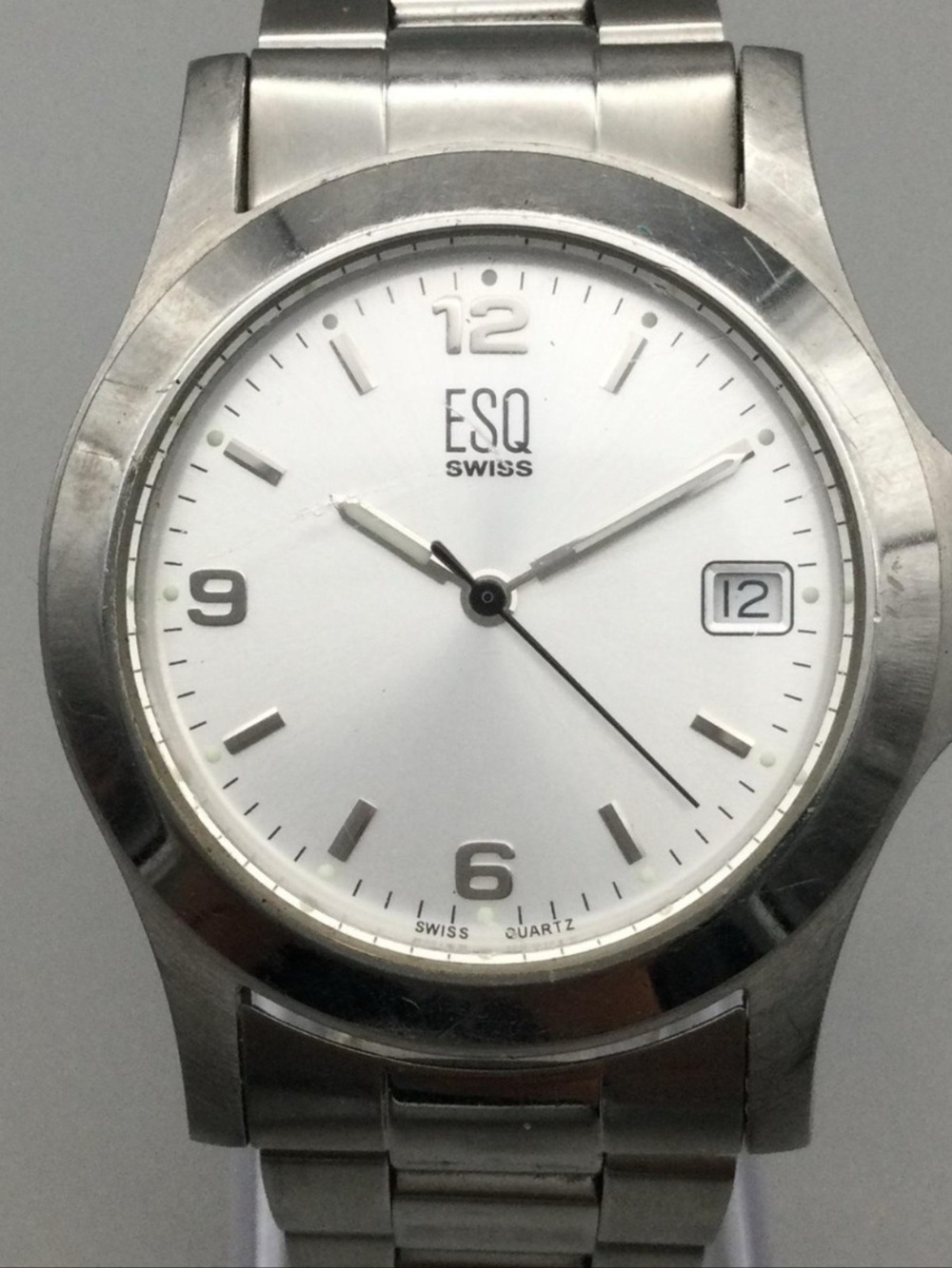 ESQ Swiss Men's Stainless Steel Watch w/White Face and Date Window | Excellent!